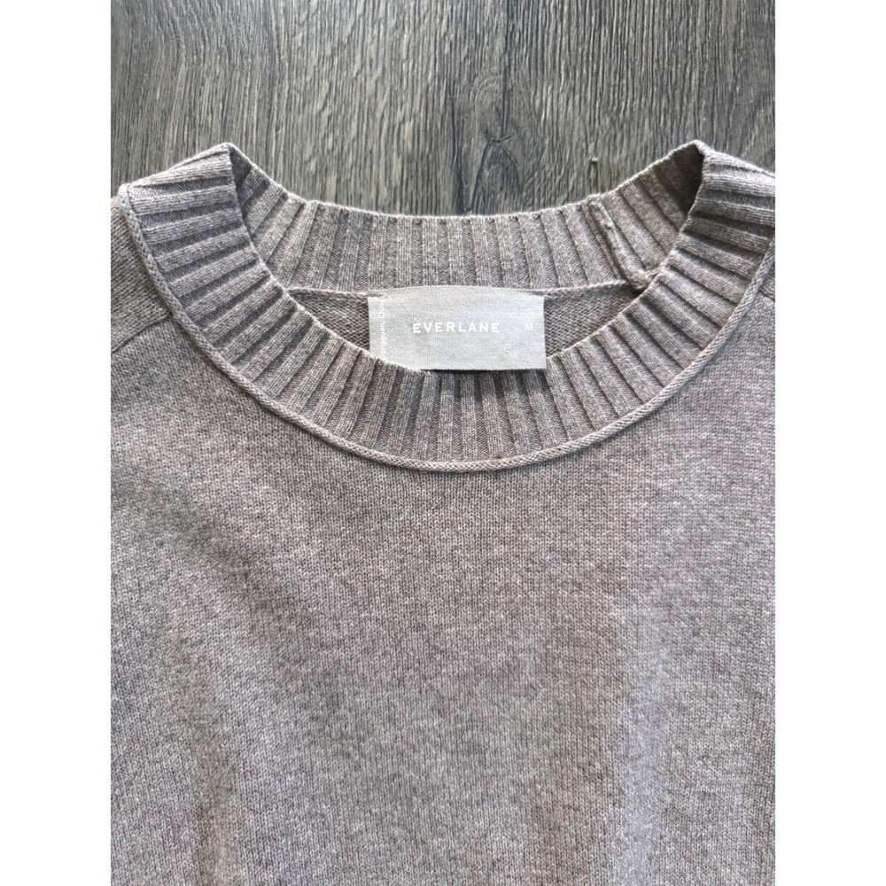 Everlane Recycled Cashmere Wool Crewneck Sweater M Taupe Brown Raglan Excellent - Picture 4 of 4